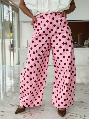Pantalon à pois Lunea - Rose