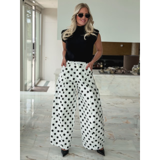 Pantalon à pois Lunea - Blanc