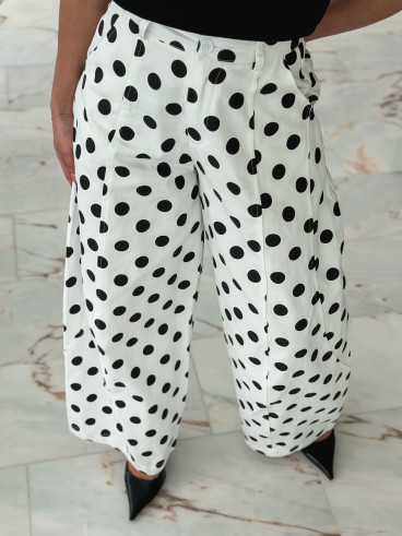Pantalon à pois Lunea - Blanc