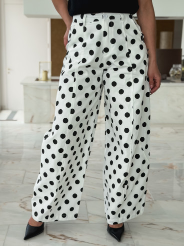 Pantalon à pois Lunea - Blanc