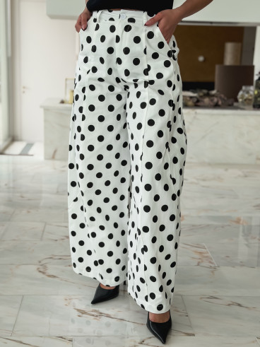 Pantalon à pois Lunea - Blanc