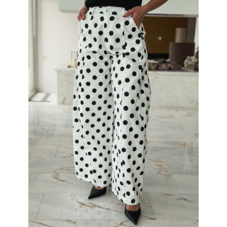 Pantalon à pois Lunea - Blanc