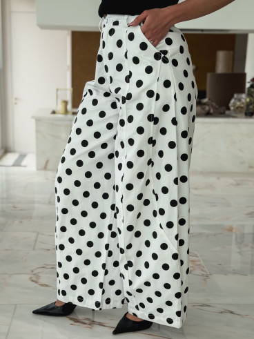 Pantalon à pois Lunea - Blanc