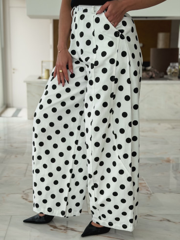 Pantalon à pois Lunea - Blanc