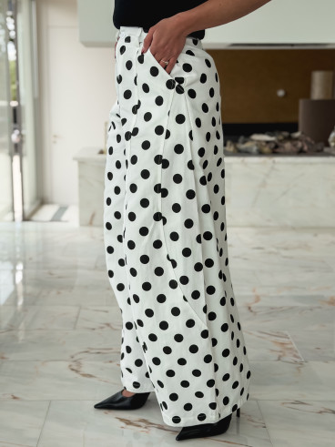 Pantalon à pois Lunea - Blanc
