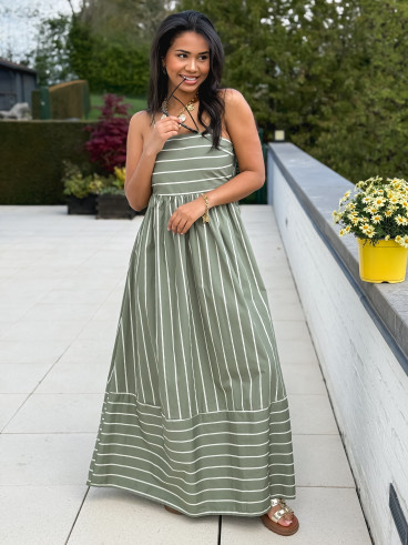 Robe lignée Oksana - Kaki