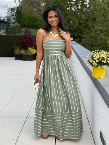 Robe lignée Oksana - Kaki