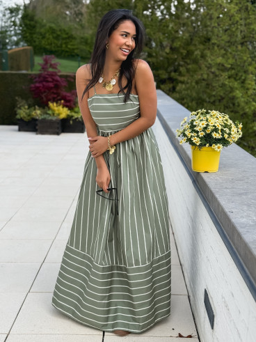 Robe lignée Oksana - Kaki