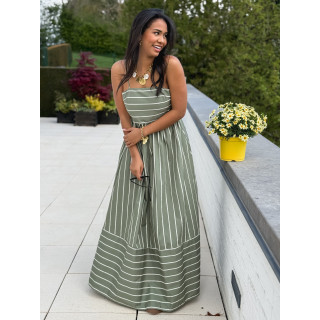 Robe lignée Oksana - Kaki