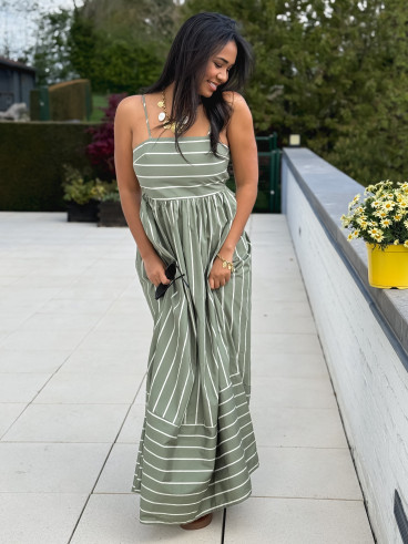 Robe lignée Oksana - Kaki