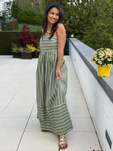 Robe lignée Oksana - Kaki