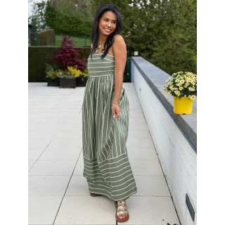 Robe lignée Oksana - Kaki