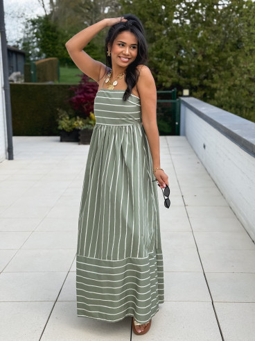 Robe lignée Oksana - Kaki