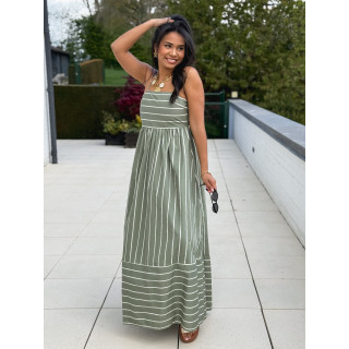 Robe lignée Oksana - Kaki