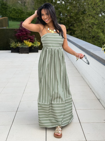 Robe lignée Oksana - Kaki