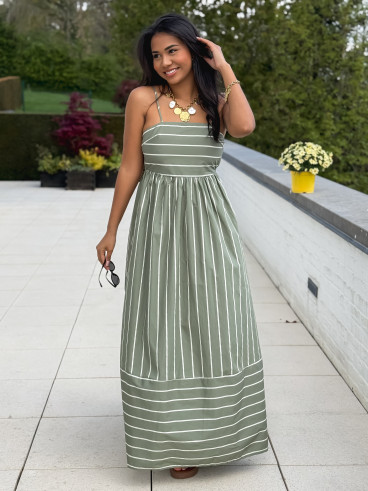 Robe lignée Oksana - Kaki