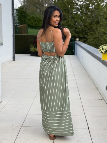 Robe lignée Oksana - Kaki