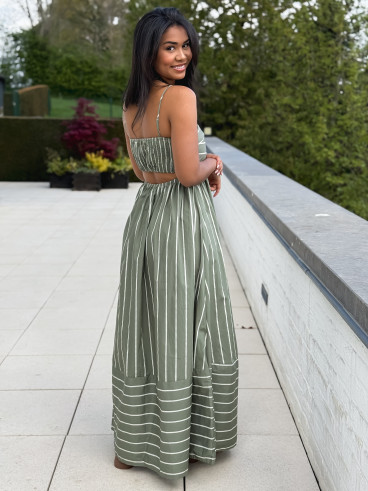 Robe lignée Oksana - Kaki