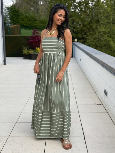 Robe lignée Oksana - Kaki