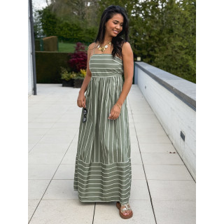 Robe lignée Oksana - Kaki