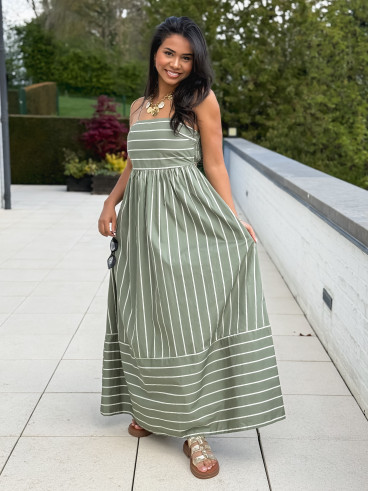 Robe lignée Oksana - Kaki