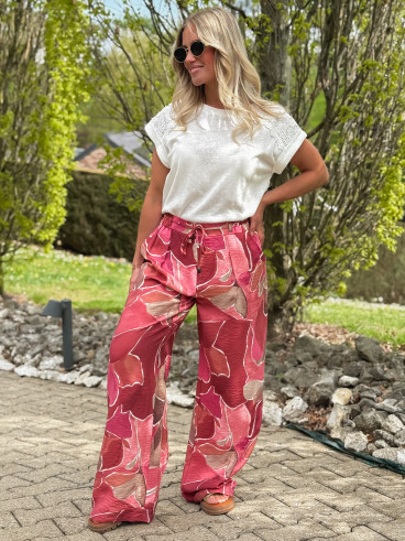 Pantalon à motifs Lalia - Rose
