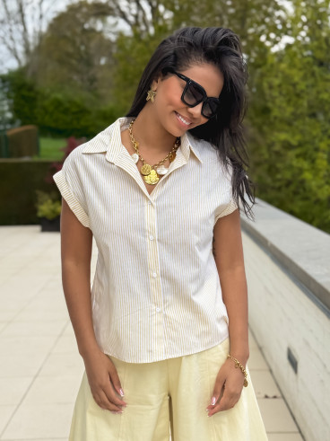 Chemise lignée Anissa - Jaune/Blanc