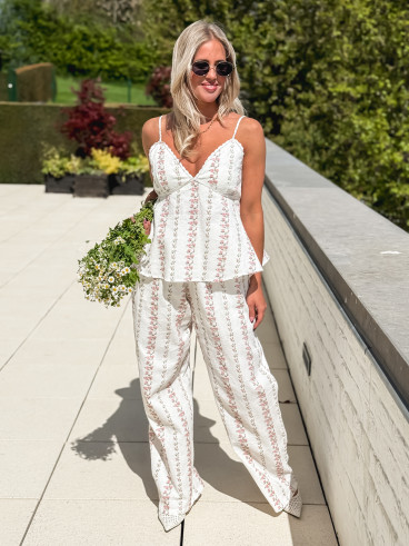 Blouse à fleurs Zoléna - Blanc/Rose