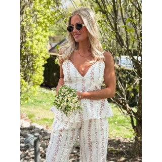 Blouse à fleurs Zoléna - Blanc/Rose