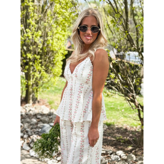 Blouse à fleurs Zoléna - Blanc/Rose