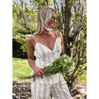 Blouse à fleurs Zoléna - Blanc/Rose