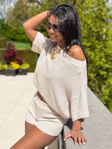 Short en crochet Amel - Beige