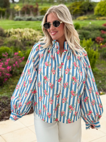 Chemisier ligné Lolly - Bleu