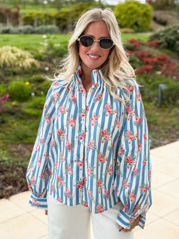 Chemisier ligné Lolly - Bleu