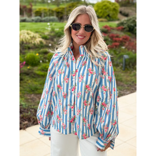 Chemisier ligné Lolly - Bleu