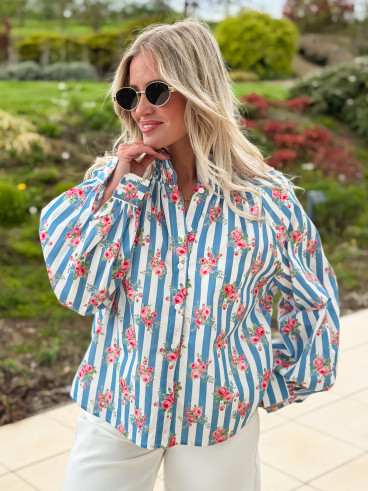 Chemisier ligné Lolly - Bleu