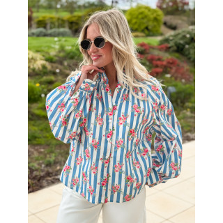 Chemisier ligné Lolly - Bleu