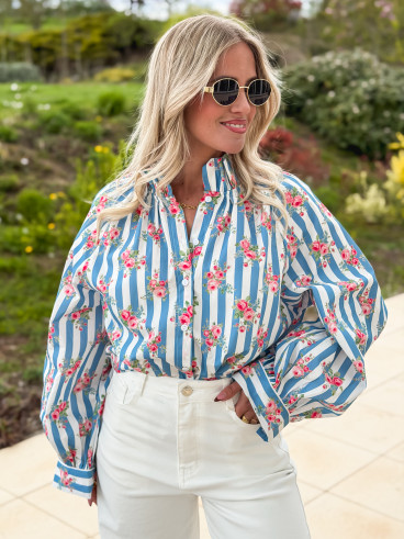 Chemisier ligné Lolly - Bleu