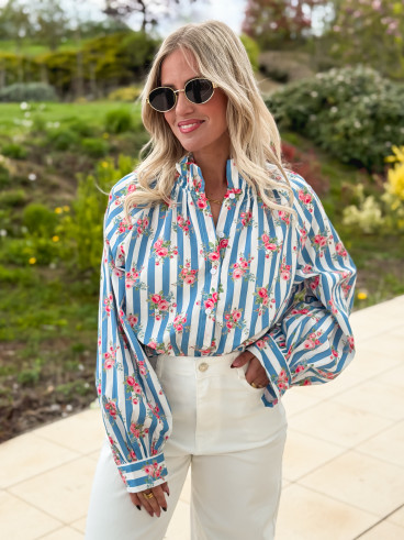 Chemisier ligné Lolly - Bleu