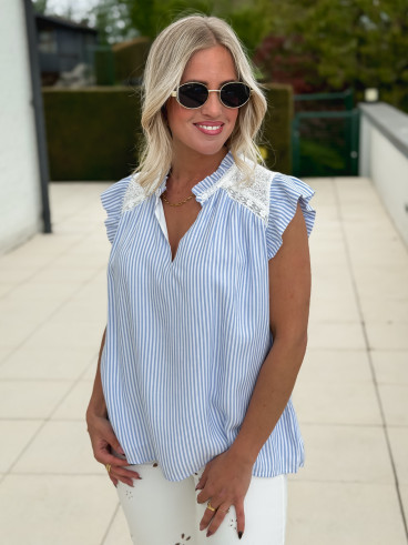 Blouse lignée Mayena - Bleu