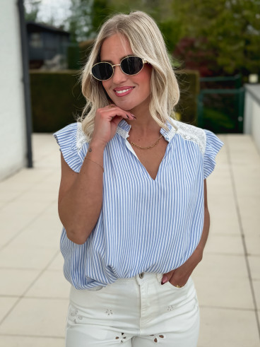 Blouse lignée Mayena - Bleu