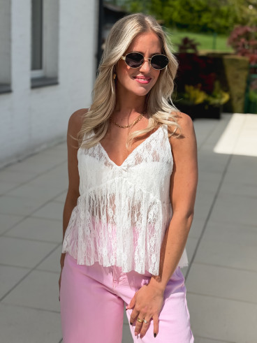 Blouse en dentelle Alita - Blanc