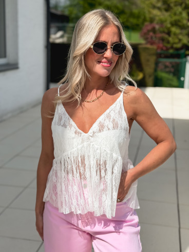 Blouse en dentelle Alita - Blanc