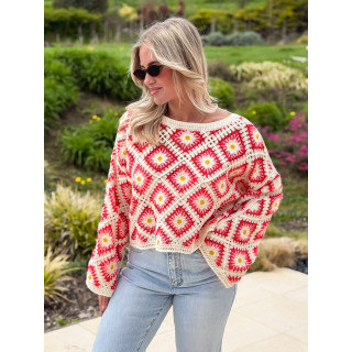 Blouse en crochet Leora - Corail