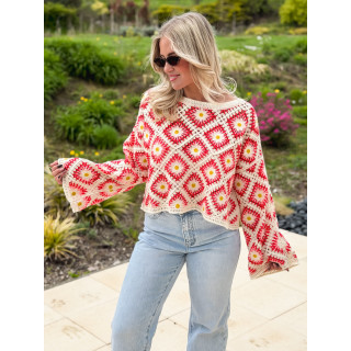 Blouse en crochet Leora - Corail