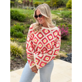 Blouse en crochet Leora - Corail