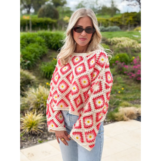 Blouse en crochet Leora - Corail