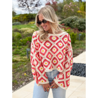 Blouse en crochet Leora - Corail