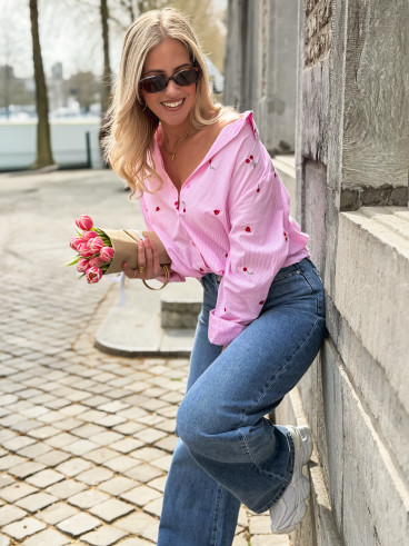 Chemise lignée Georginia - Rose
