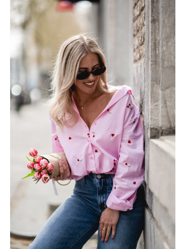 Chemise lignée Georginia - Rose